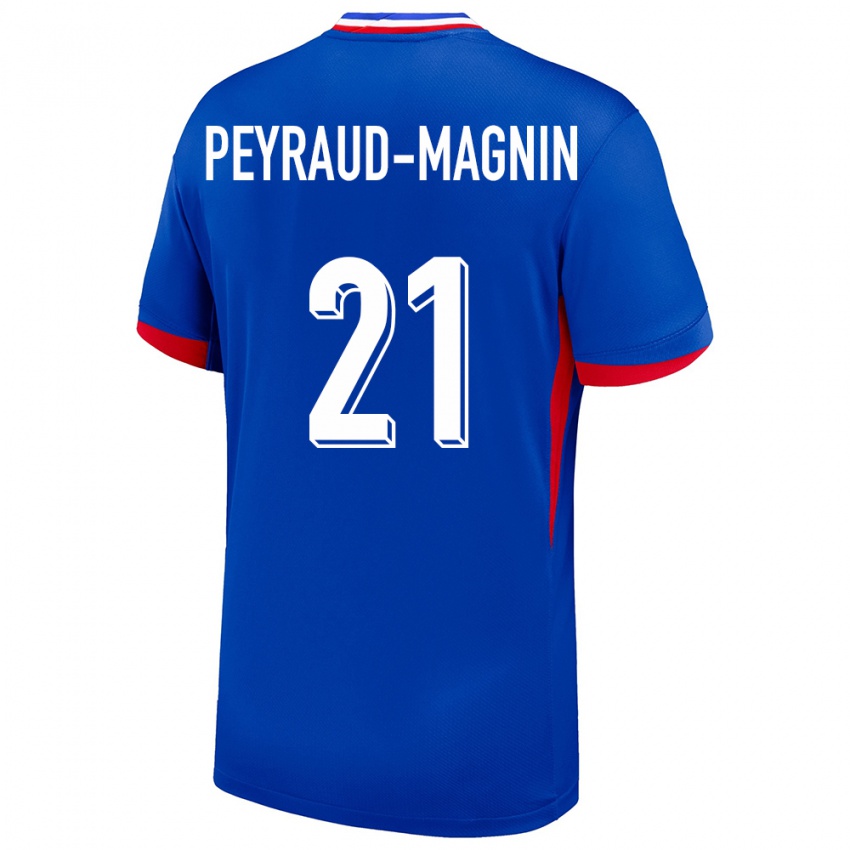 Kvinder Frankrig Pauline Peyraud Magnin #21 Blå Hjemmebane Spillertrøjer 24-26 Trøje T-Shirt