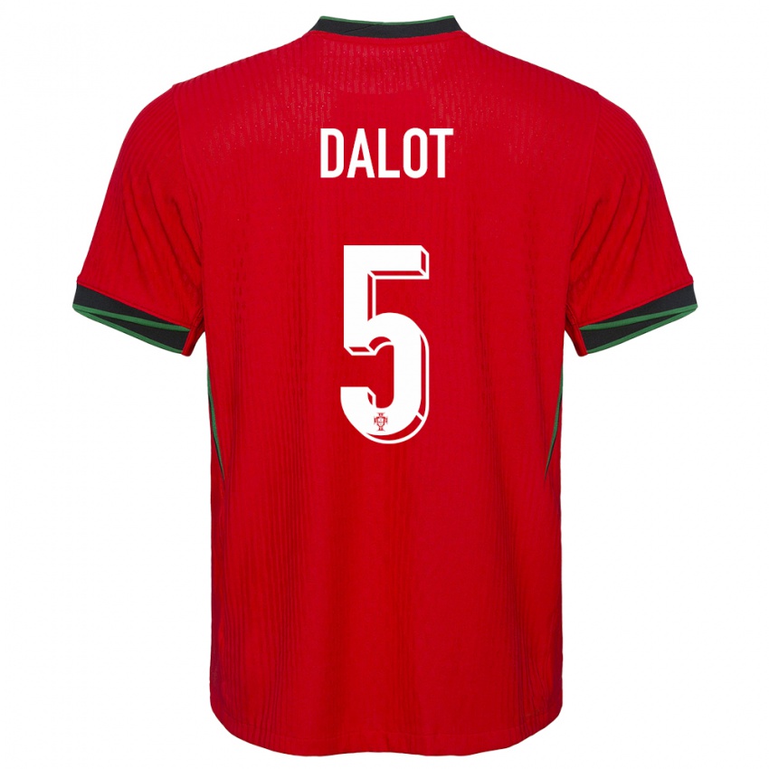 Kvinder Portugal Diogo Dalot #5 Rød Hjemmebane Spillertrøjer 24-26 Trøje T-Shirt