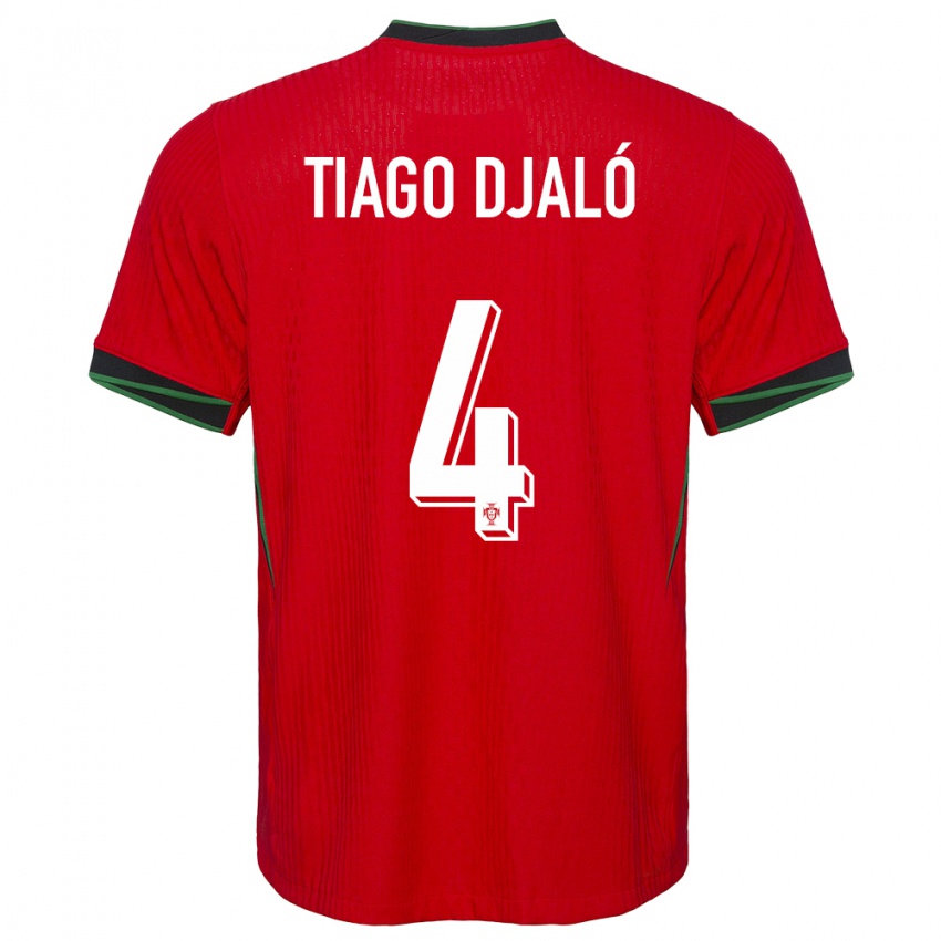 Kvinder Portugal Tiago Djalo #4 Rød Hjemmebane Spillertrøjer 24-26 Trøje T-Shirt