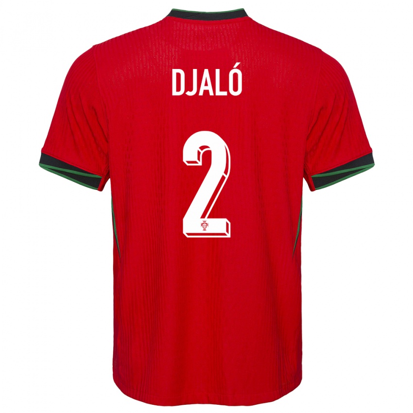 Kvinder Portugal Tiago Djalo #2 Rød Hjemmebane Spillertrøjer 24-26 Trøje T-Shirt
