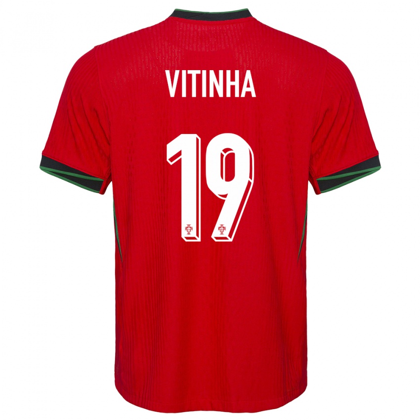 Kvinder Portugal Vitinha #19 Rød Hjemmebane Spillertrøjer 24-26 Trøje T-Shirt