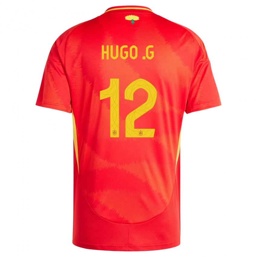 Kvinder Spanien Hugo Guillamon #12 Rød Hjemmebane Spillertrøjer 24-26 Trøje T-Shirt