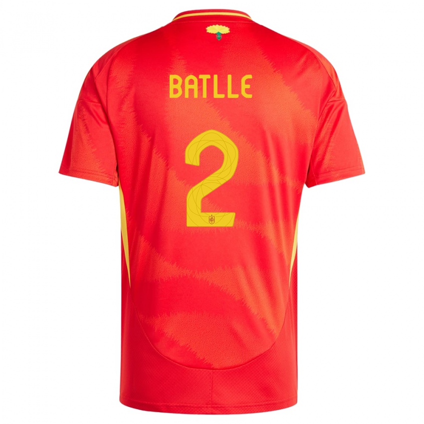 Kvinder Spanien Ona Batlle #2 Rød Hjemmebane Spillertrøjer 24-26 Trøje T-Shirt