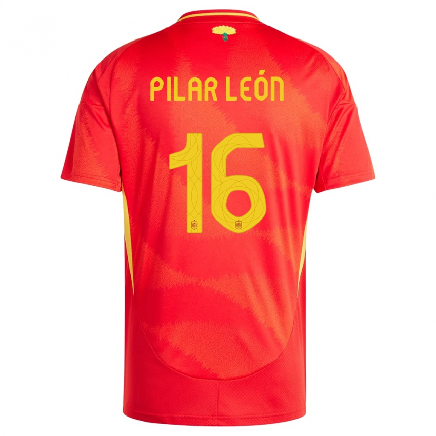 Kvinder Spanien Maria Pilar Leon #16 Rød Hjemmebane Spillertrøjer 24-26 Trøje T-Shirt