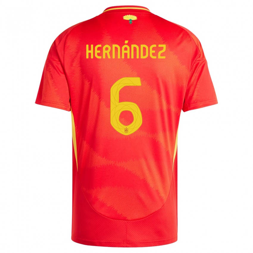 Kvinder Spanien Gerard Hernandez #6 Rød Hjemmebane Spillertrøjer 24-26 Trøje T-Shirt