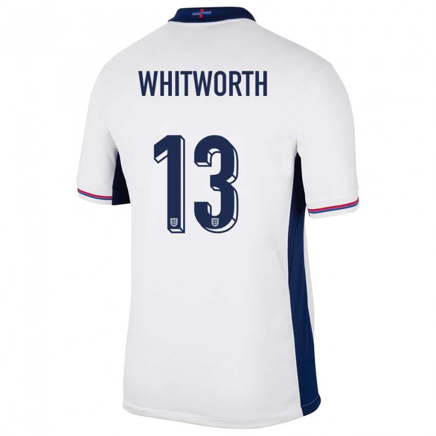 Kvinder England Joseph Whitworth #13 Hvid Hjemmebane Spillertrøjer 24-26 Trøje T-Shirt