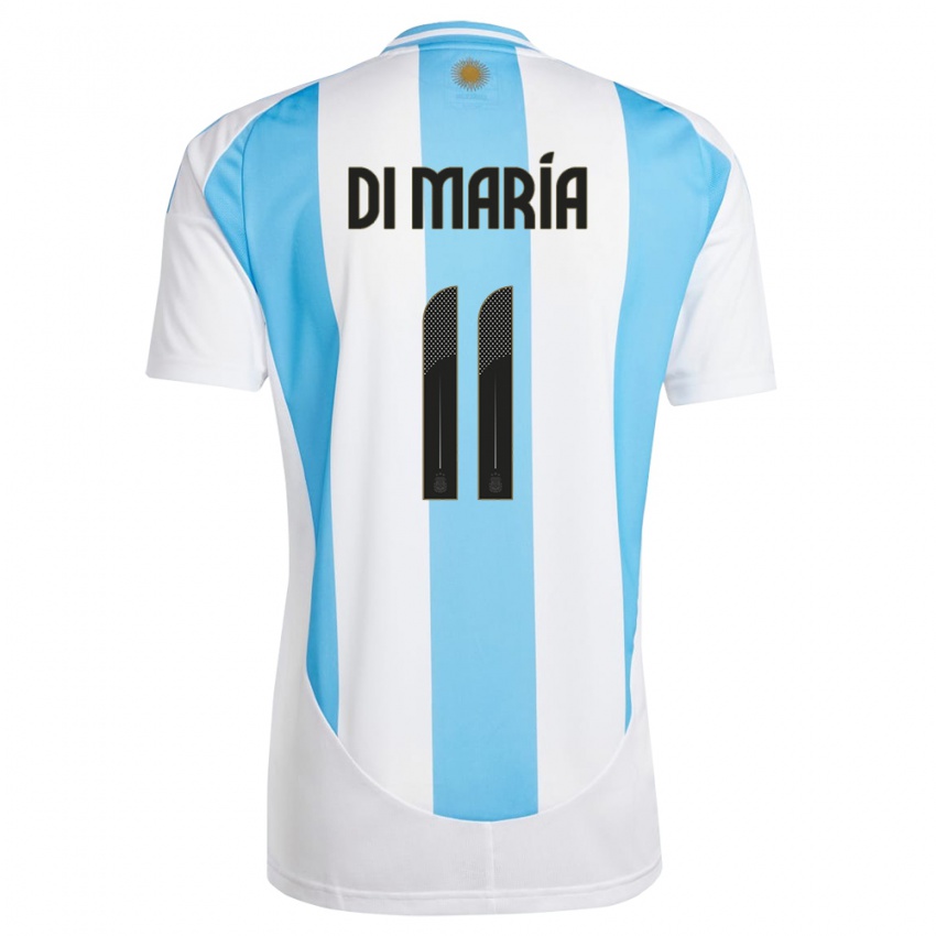 Kvinder Argentina Angel Di Maria #11 Hvid Blå Hjemmebane Spillertrøjer 24-26 Trøje T-Shirt