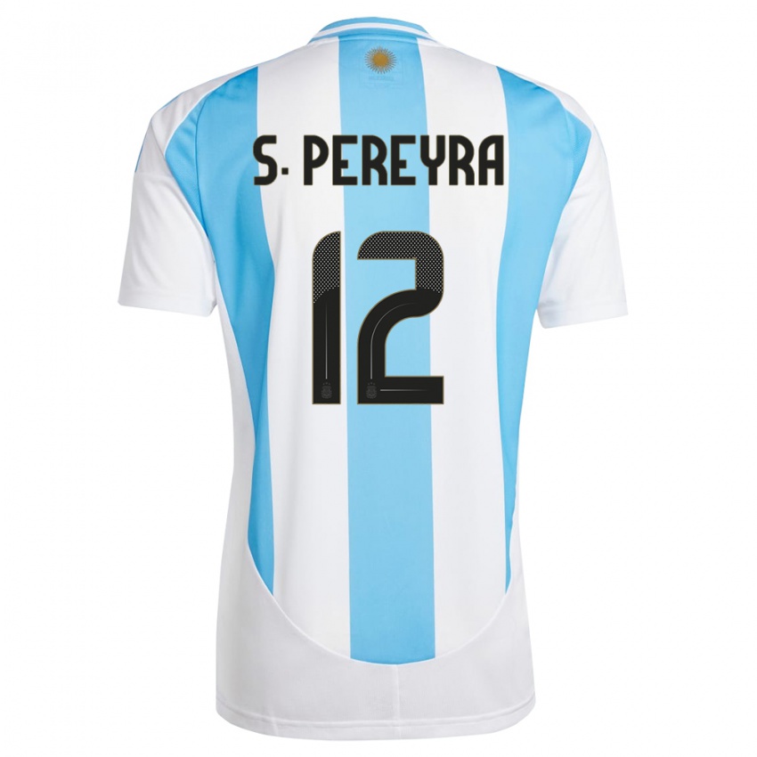 Kvinder Argentina Solana Pereyra #12 Hvid Blå Hjemmebane Spillertrøjer 24-26 Trøje T-Shirt