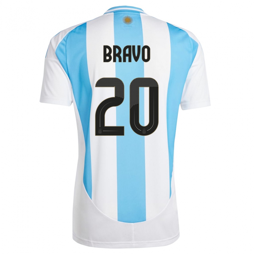 Kvinder Argentina Ruth Bravo #20 Hvid Blå Hjemmebane Spillertrøjer 24-26 Trøje T-Shirt