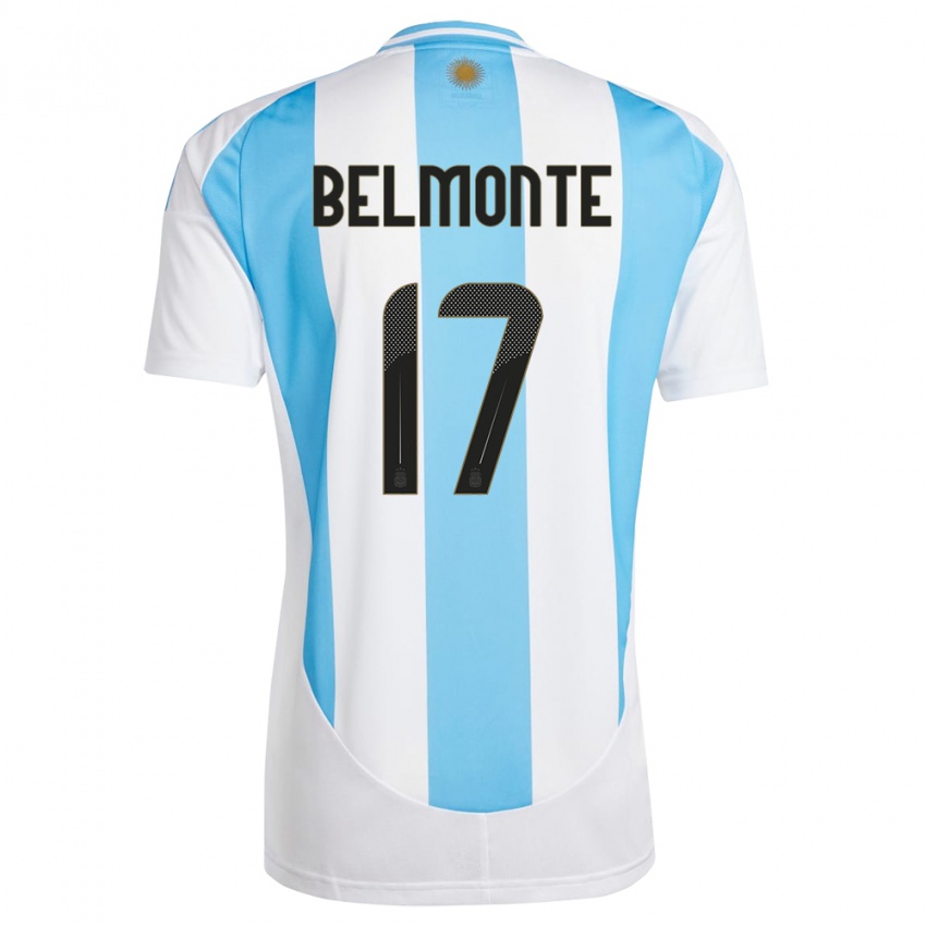 Kvinder Argentina Tomas Belmonte #17 Hvid Blå Hjemmebane Spillertrøjer 24-26 Trøje T-Shirt