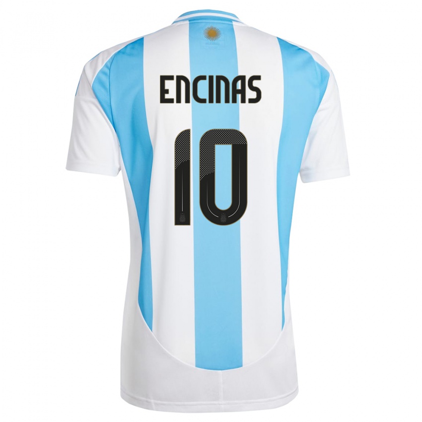 Kvinder Argentina Axel Encinas #10 Hvid Blå Hjemmebane Spillertrøjer 24-26 Trøje T-Shirt