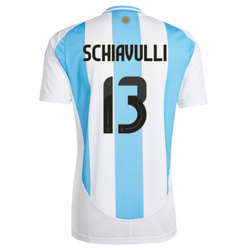 Kvinder Argentina Thiago Schiavulli #13 Hvid Blå Hjemmebane Spillertrøjer 24-26 Trøje T-Shirt