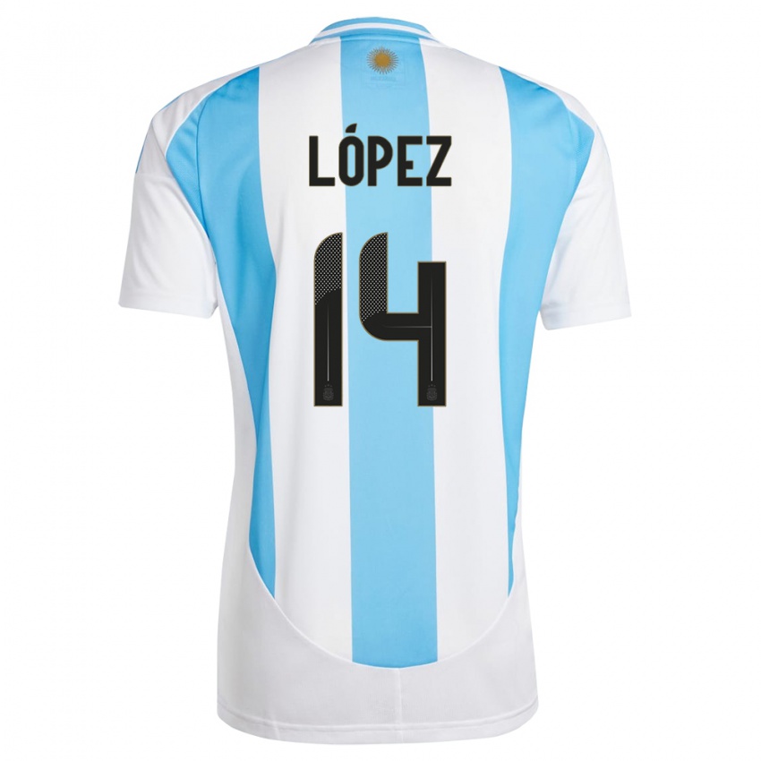 Kvinder Argentina Lautaro Lopez #14 Hvid Blå Hjemmebane Spillertrøjer 24-26 Trøje T-Shirt