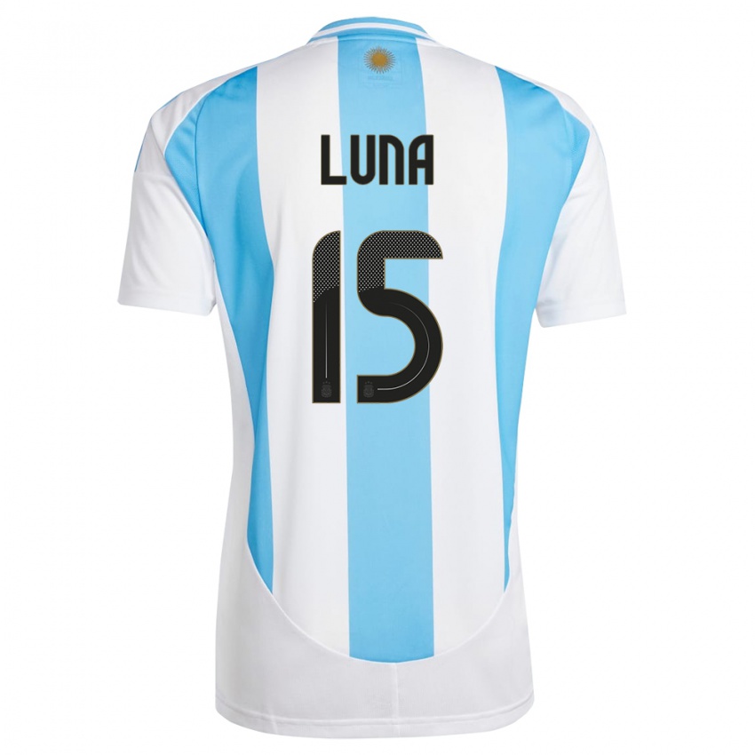 Kvinder Argentina Alex Luna #15 Hvid Blå Hjemmebane Spillertrøjer 24-26 Trøje T-Shirt