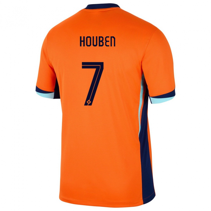 Kvinder Holland Iggy Houben #7 Orange Hjemmebane Spillertrøjer 24-26 Trøje T-Shirt
