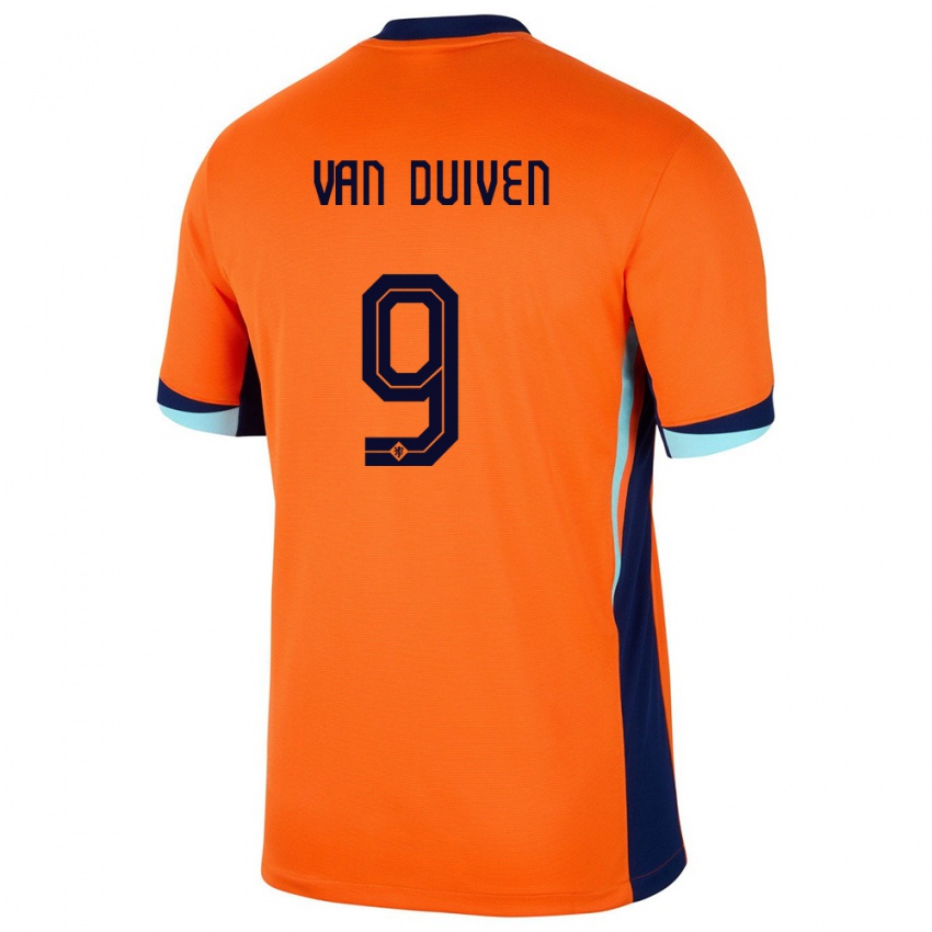 Kvinder Holland Jason Van Duiven #9 Orange Hjemmebane Spillertrøjer 24-26 Trøje T-Shirt