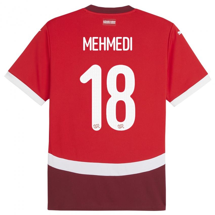 Kvinder Schweiz Admir Mehmedi #18 Rød Hjemmebane Spillertrøjer 24-26 Trøje T-Shirt