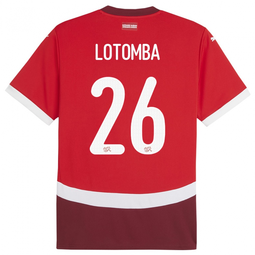 Kvinder Schweiz Jordan Lotomba #26 Rød Hjemmebane Spillertrøjer 24-26 Trøje T-Shirt