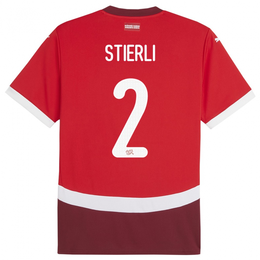 Kvinder Schweiz Julia Stierli #2 Rød Hjemmebane Spillertrøjer 24-26 Trøje T-Shirt