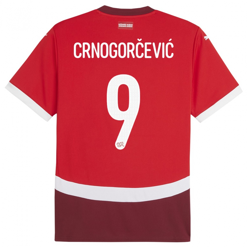 Kvinder Schweiz Ana Maria Crnogorcevic #9 Rød Hjemmebane Spillertrøjer 24-26 Trøje T-Shirt