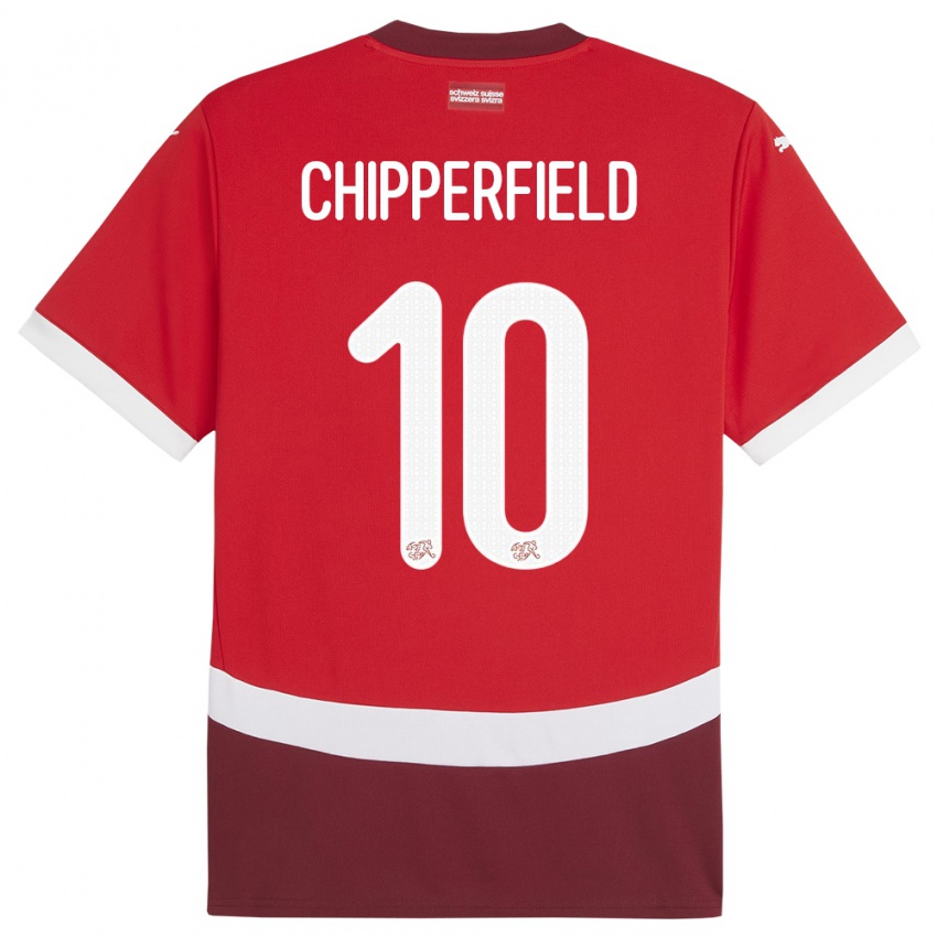 Kvinder Schweiz Liam Chipperfield #10 Rød Hjemmebane Spillertrøjer 24-26 Trøje T-Shirt