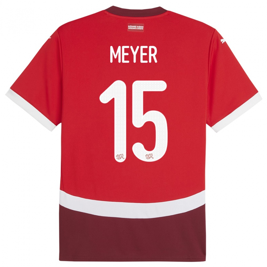 Kvinder Schweiz Leny Meyer #15 Rød Hjemmebane Spillertrøjer 24-26 Trøje T-Shirt