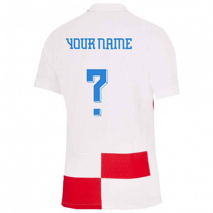 Kvinder Kroatien Dit Navn #0 Hvid Rød Hjemmebane Spillertrøjer 24-26 Trøje T-Shirt