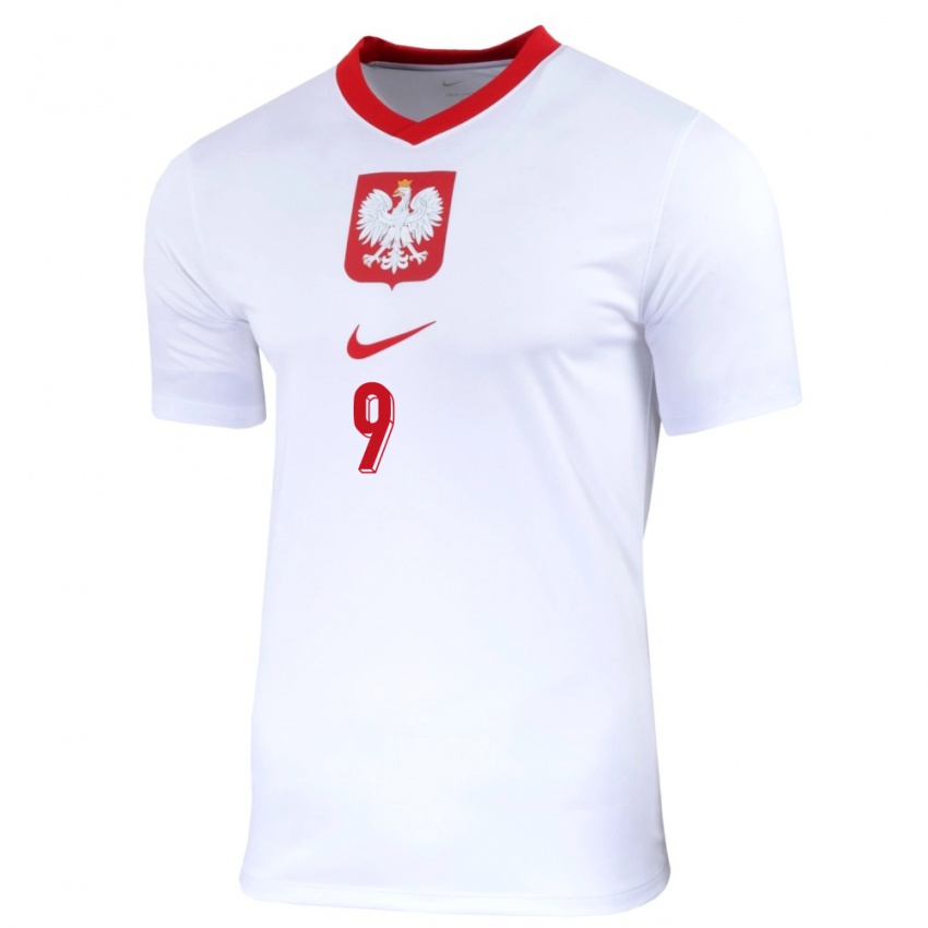 Kvinder Polen Robert Lewandowski #9 Hvid Hjemmebane Spillertrøjer 24-26 Trøje T-Shirt