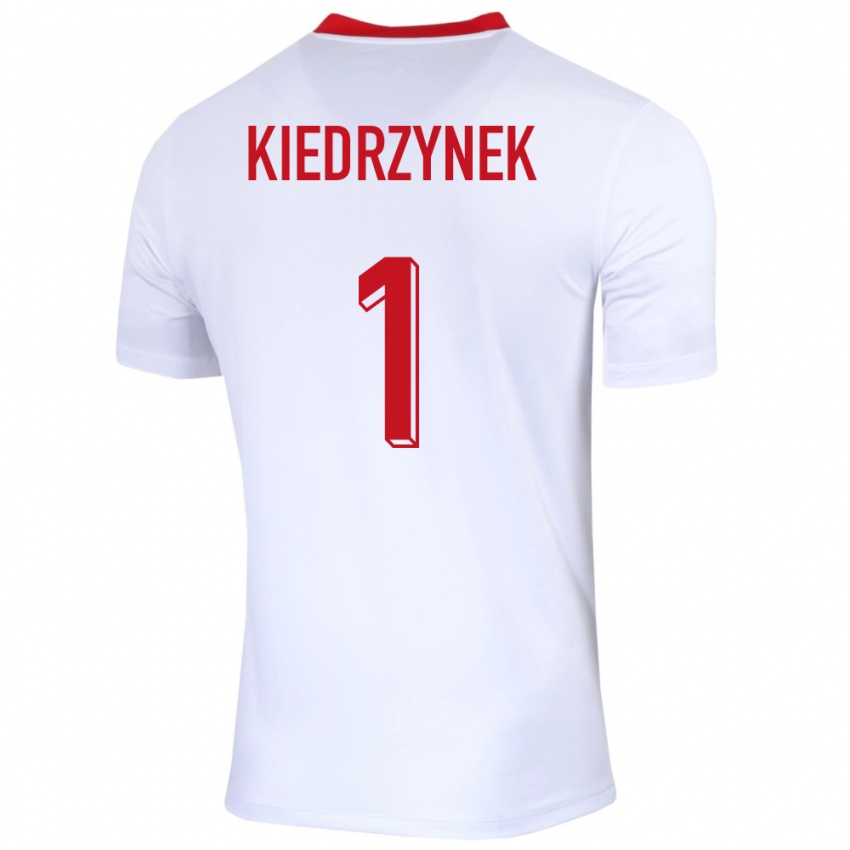 Kvinder Polen Katarzyna Kiedrzynek #1 Hvid Hjemmebane Spillertrøjer 24-26 Trøje T-Shirt