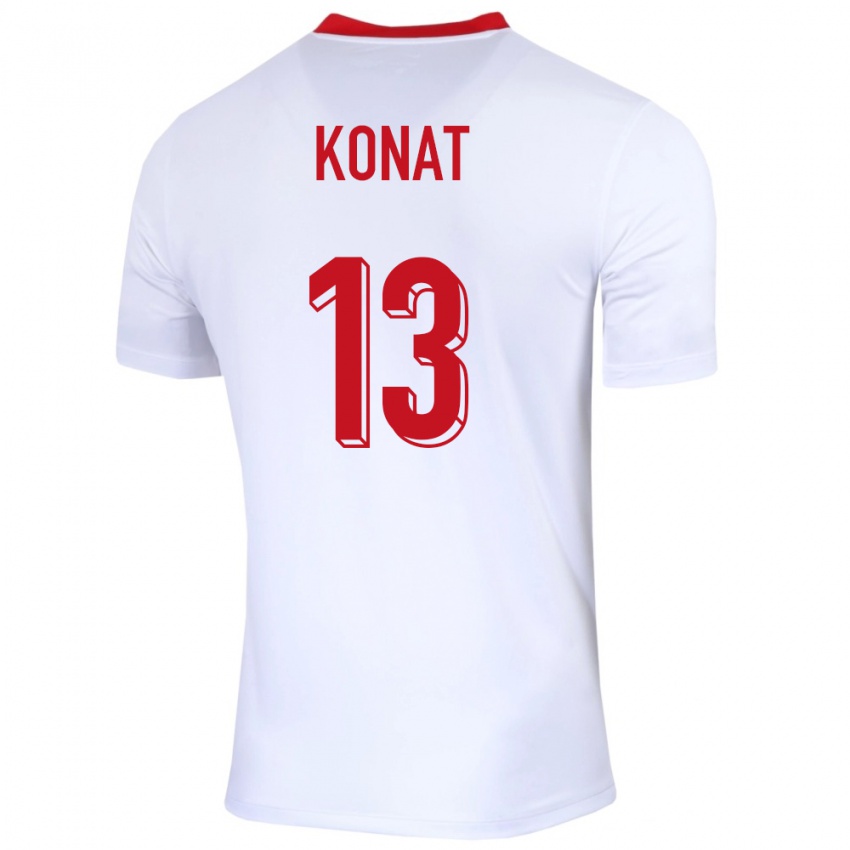 Kvinder Polen Katarzyna Konat #13 Hvid Hjemmebane Spillertrøjer 24-26 Trøje T-Shirt