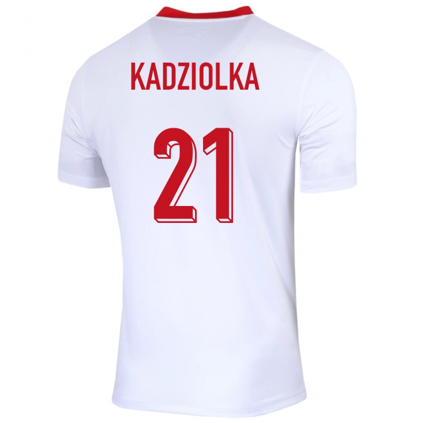 Kvinder Polen Szymon Kadziolka #21 Hvid Hjemmebane Spillertrøjer 24-26 Trøje T-Shirt