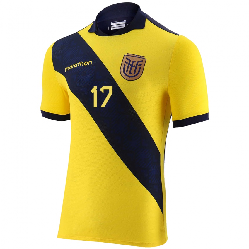 Kvinder Ecuador Angelo Preciado #17 Gul Hjemmebane Spillertrøjer 24-26 Trøje T-Shirt