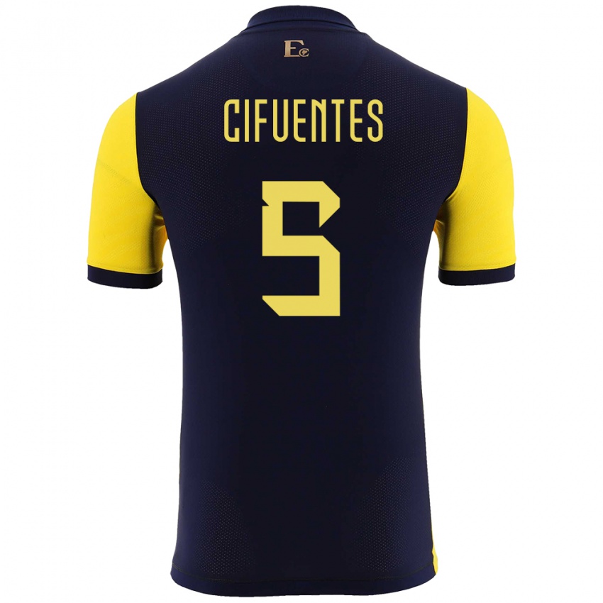 Kvinder Ecuador Jose Cifuentes #5 Gul Hjemmebane Spillertrøjer 24-26 Trøje T-Shirt
