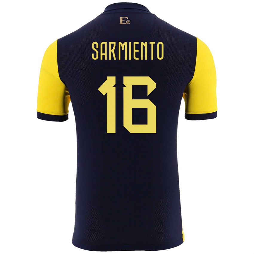 Kvinder Ecuador Jeremy Sarmiento #16 Gul Hjemmebane Spillertrøjer 24-26 Trøje T-Shirt