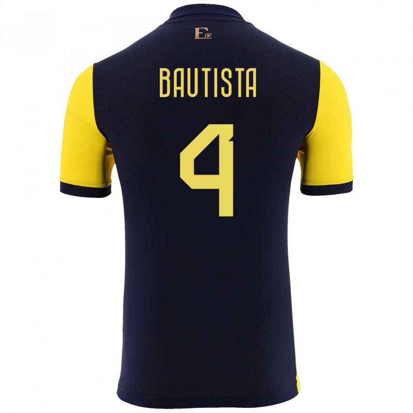 Kvinder Ecuador Davis Bautista #4 Gul Hjemmebane Spillertrøjer 24-26 Trøje T-Shirt