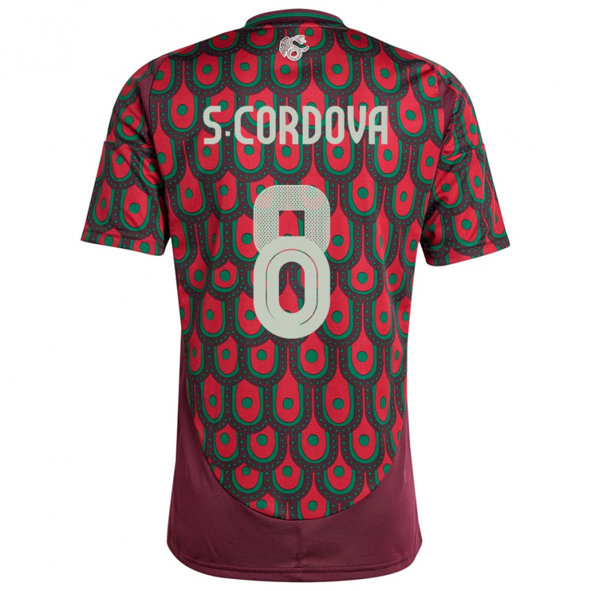 Kvinder Mexico Sebastian Cordova #8 Rødbrun Hjemmebane Spillertrøjer 24-26 Trøje T-Shirt