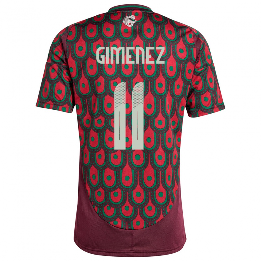 Kvinder Mexico Santiago Gimenez #11 Rødbrun Hjemmebane Spillertrøjer 24-26 Trøje T-Shirt