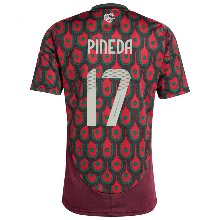 Kvinder Mexico Orbelin Pineda #17 Rødbrun Hjemmebane Spillertrøjer 24-26 Trøje T-Shirt