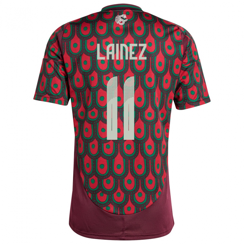 Kvinder Mexico Diego Lainez #11 Rødbrun Hjemmebane Spillertrøjer 24-26 Trøje T-Shirt