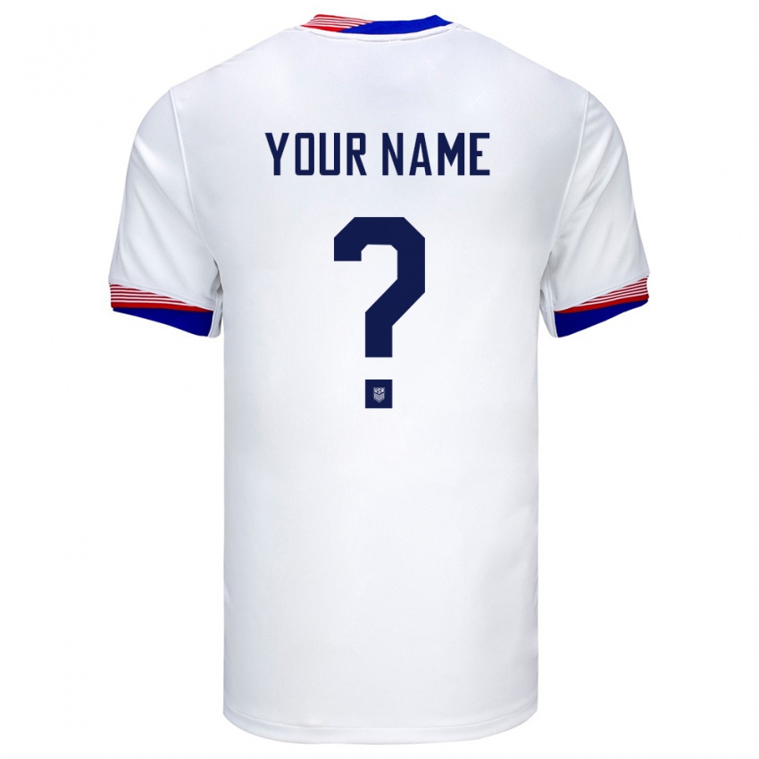 Kvinder Usa Dit Navn #0 Hvid Hjemmebane Spillertrøjer 24-26 Trøje T-Shirt