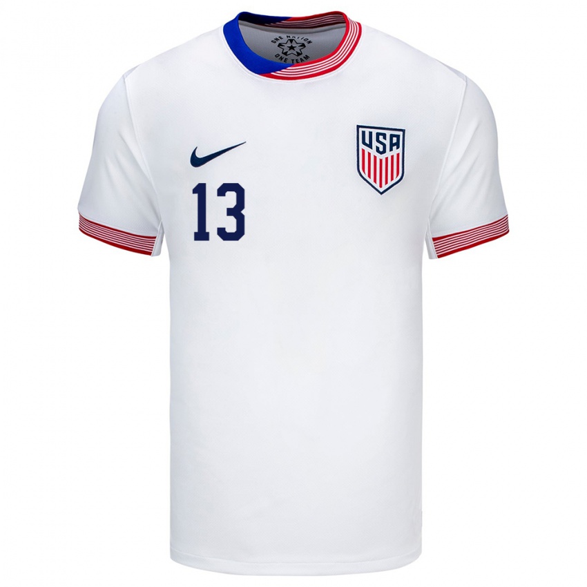 Kvinder Usa Jordan Morris #13 Hvid Hjemmebane Spillertrøjer 24-26 Trøje T-Shirt