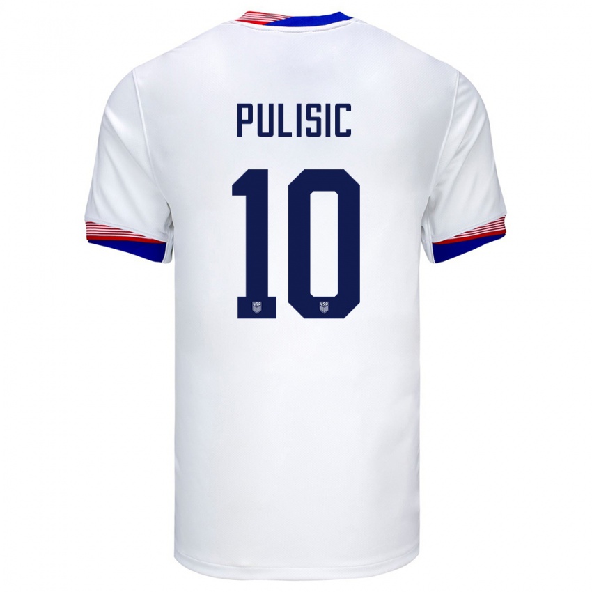 Kvinder Usa Christian Pulisic #10 Hvid Hjemmebane Spillertrøjer 24-26 Trøje T-Shirt