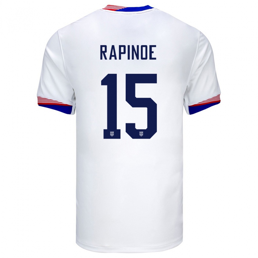 Kvinder Usa Megan Rapinoe #15 Hvid Hjemmebane Spillertrøjer 24-26 Trøje T-Shirt