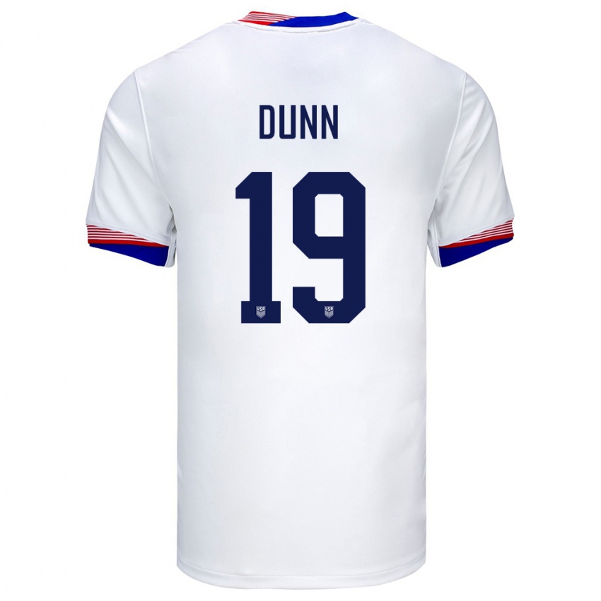 Kvinder Usa Crystal Dunn #19 Hvid Hjemmebane Spillertrøjer 24-26 Trøje T-Shirt