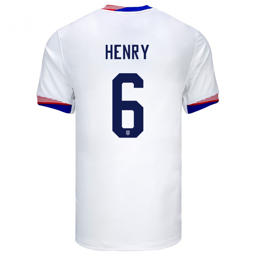 Kvinder Usa Kobi Henry #6 Hvid Hjemmebane Spillertrøjer 24-26 Trøje T-Shirt