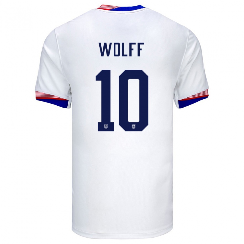 Kvinder Usa Owen Wolff #10 Hvid Hjemmebane Spillertrøjer 24-26 Trøje T-Shirt