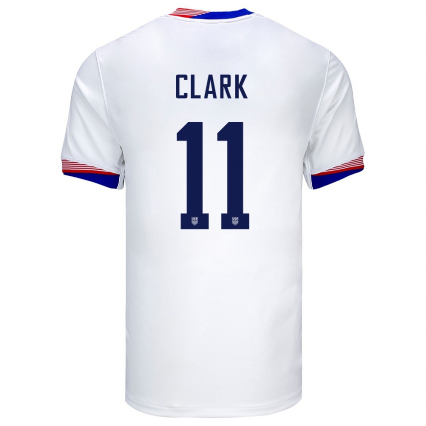 Kvinder Usa Caden Clark #11 Hvid Hjemmebane Spillertrøjer 24-26 Trøje T-Shirt