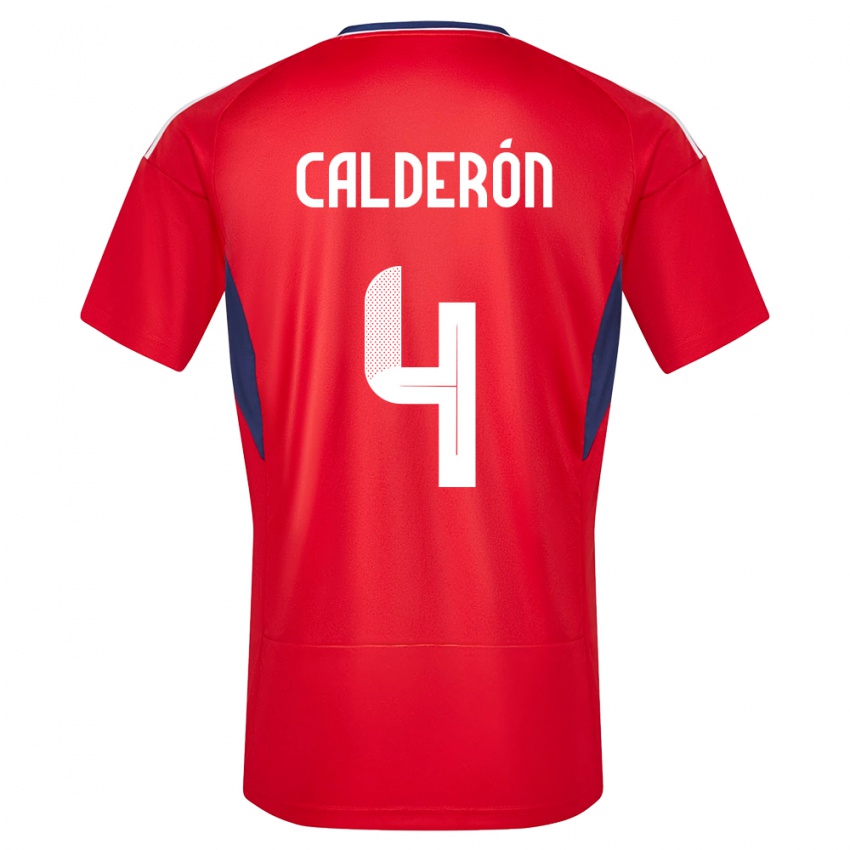 Kvinder Costa Rica Brandon Calderon #4 Rød Hjemmebane Spillertrøjer 24-26 Trøje T-Shirt