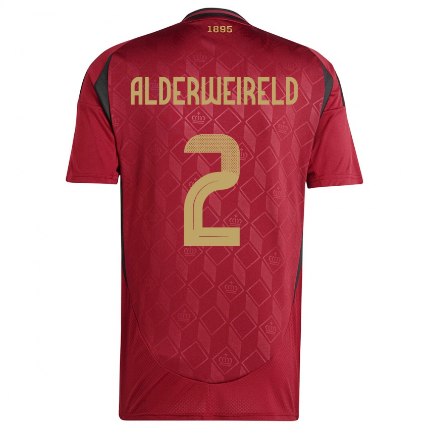 Kvinder Belgien Toby Alderweireld #2 Bourgogne Hjemmebane Spillertrøjer 24-26 Trøje T-Shirt