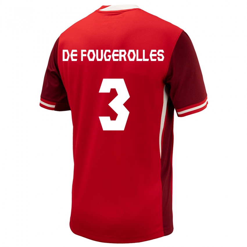 Kvinder Canada Luc De Fougerolles #3 Rød Hjemmebane Spillertrøjer 24-26 Trøje T-Shirt